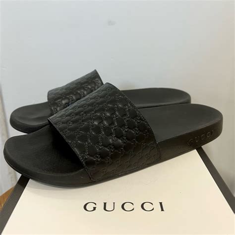 microguccissima soft gucci slides|Gucci Microguccissima Slide Black Men's .